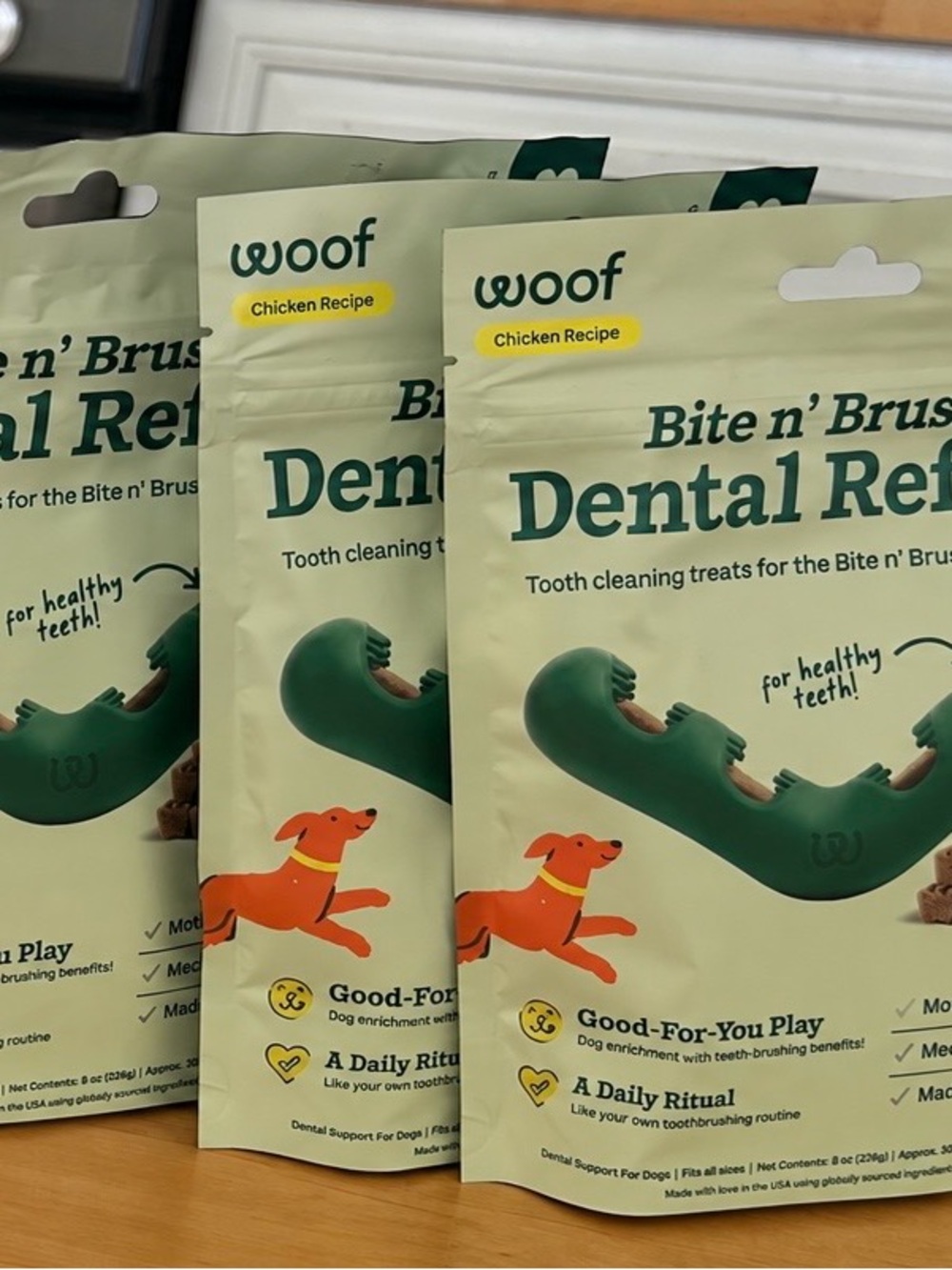woof Bite n' Brush Dental Refill Treats – Green